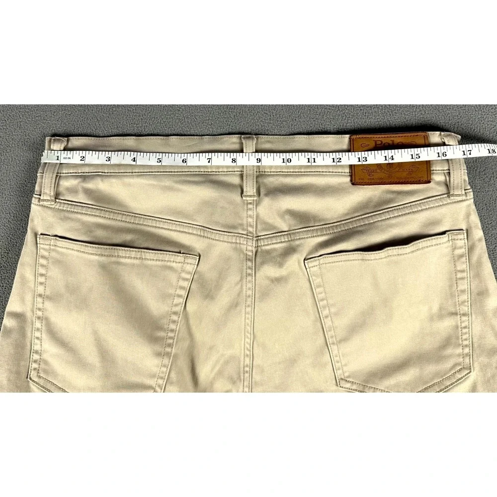 Polo Ralph Lauren Pants Mens 32x30 Beige Varick‎ Slim Straight Sateen Pony Logo
